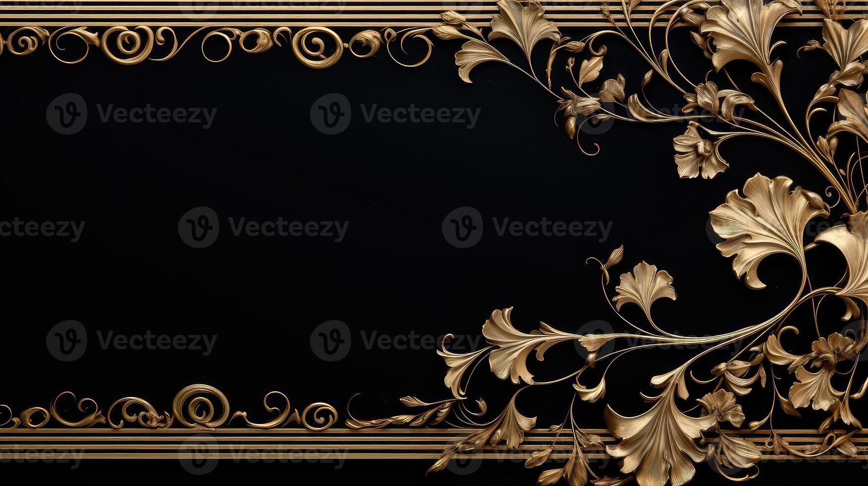 luxury black background gold border photo