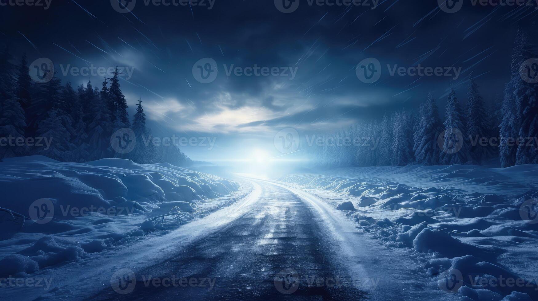 headlights snowy roads photo