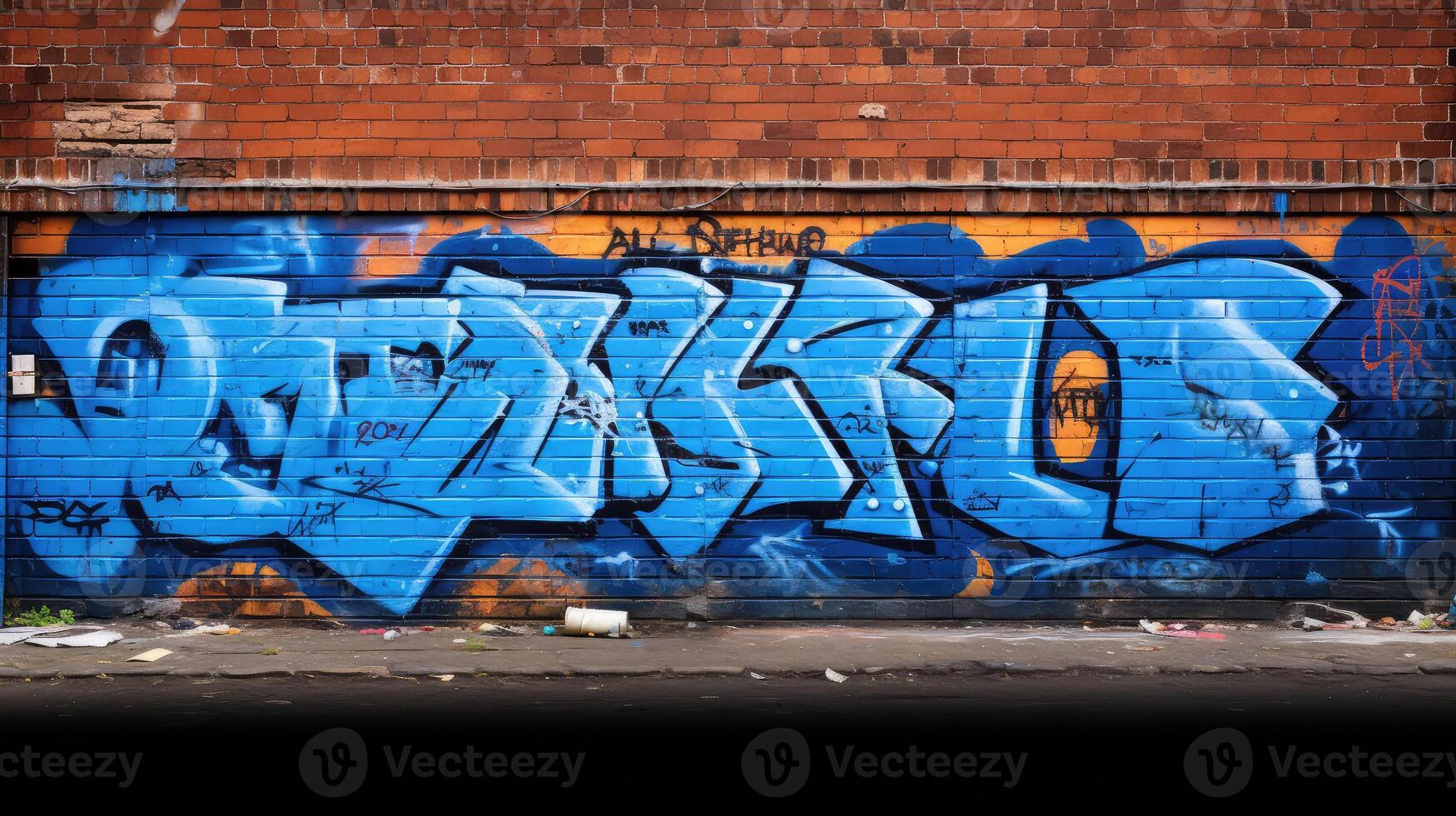 brick blue graffiti photo