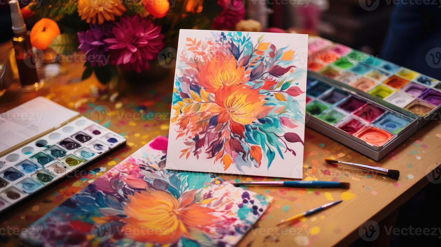 floral notebook on table photo
