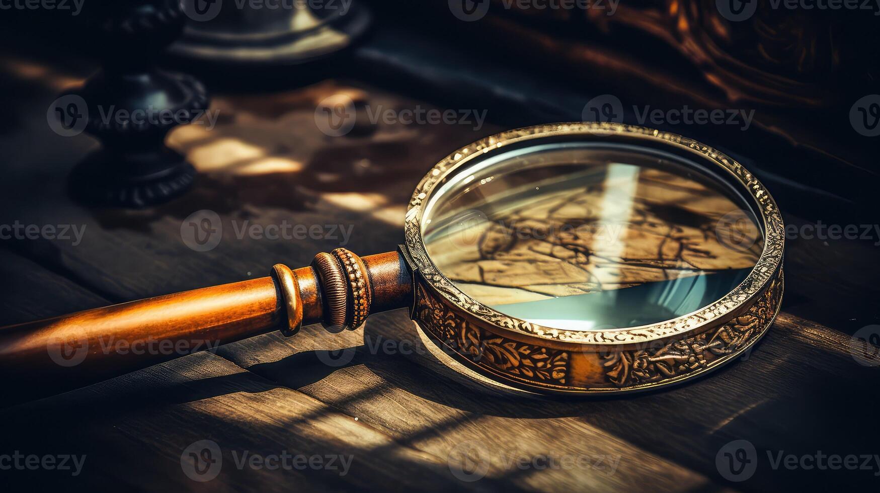 retro old magnifying glass photo