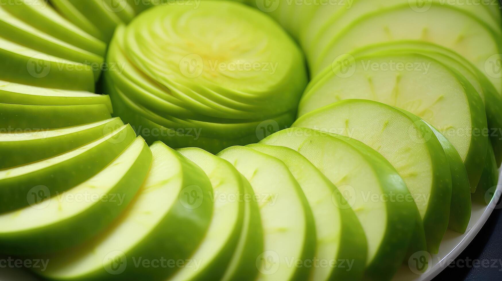 circular green apple slices photo