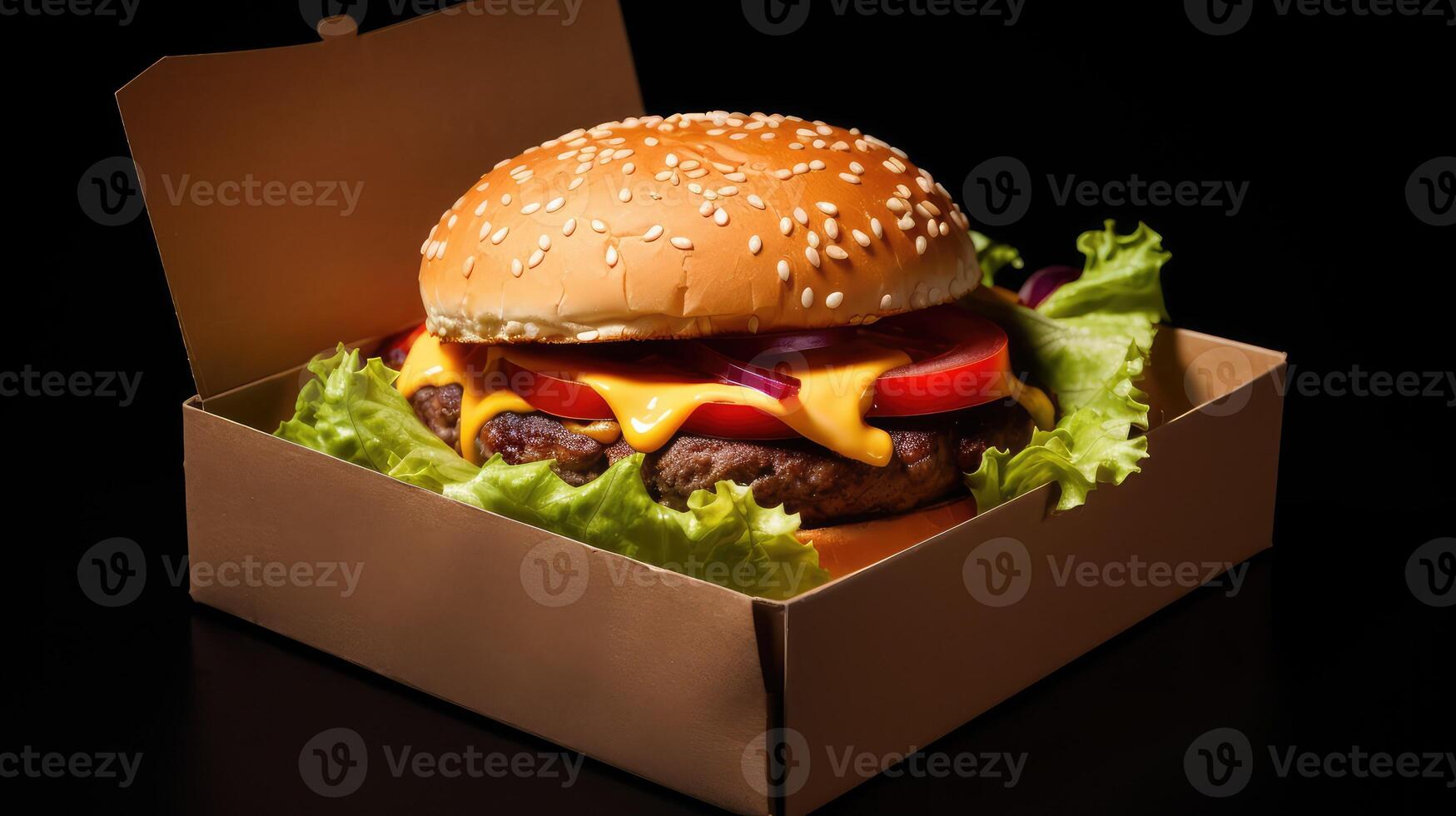 patty burger in box photo
