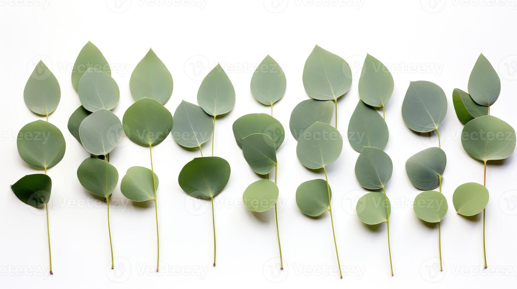 row eucalyptus leaves line photo