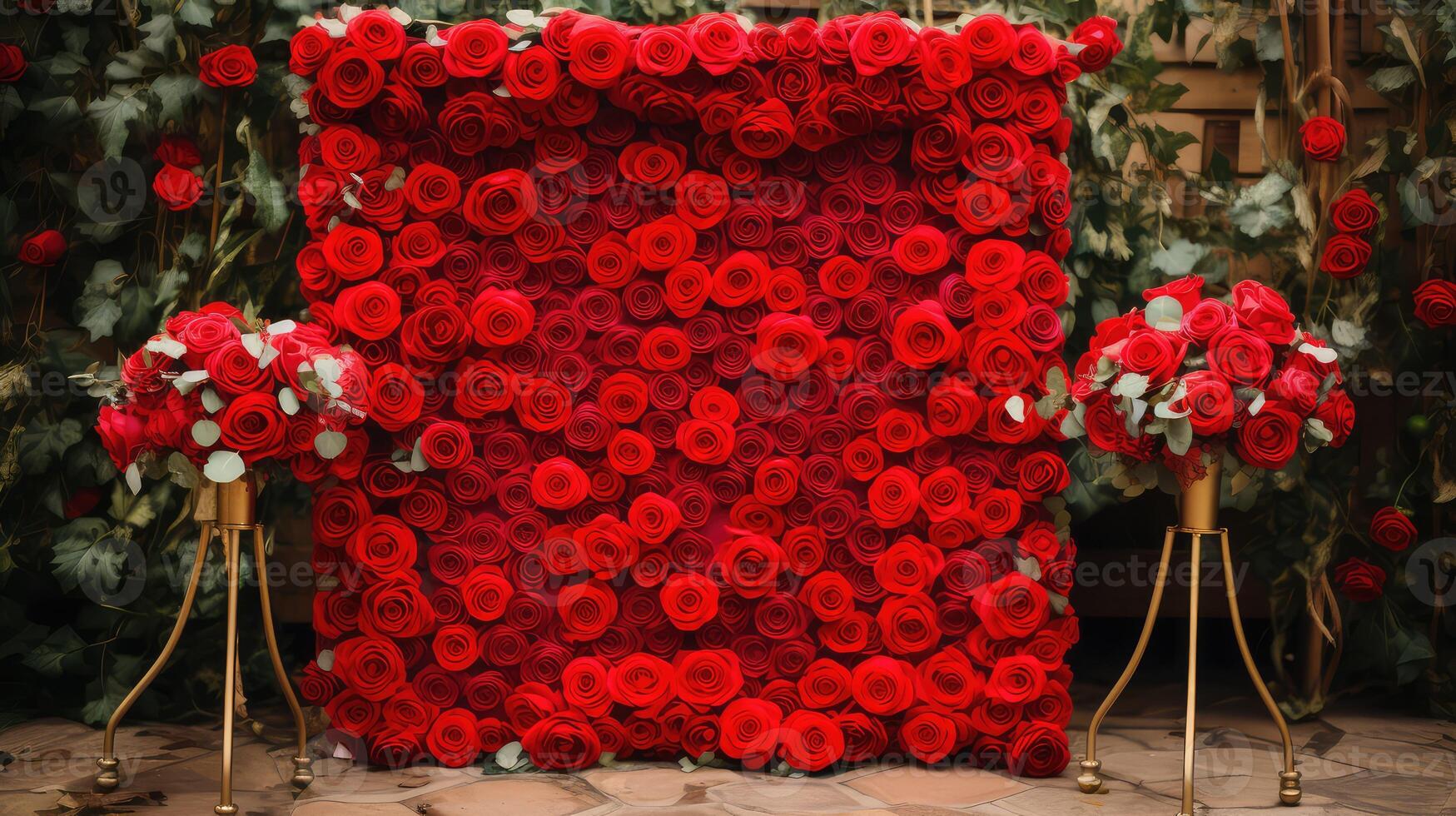 booth red roses frame photo