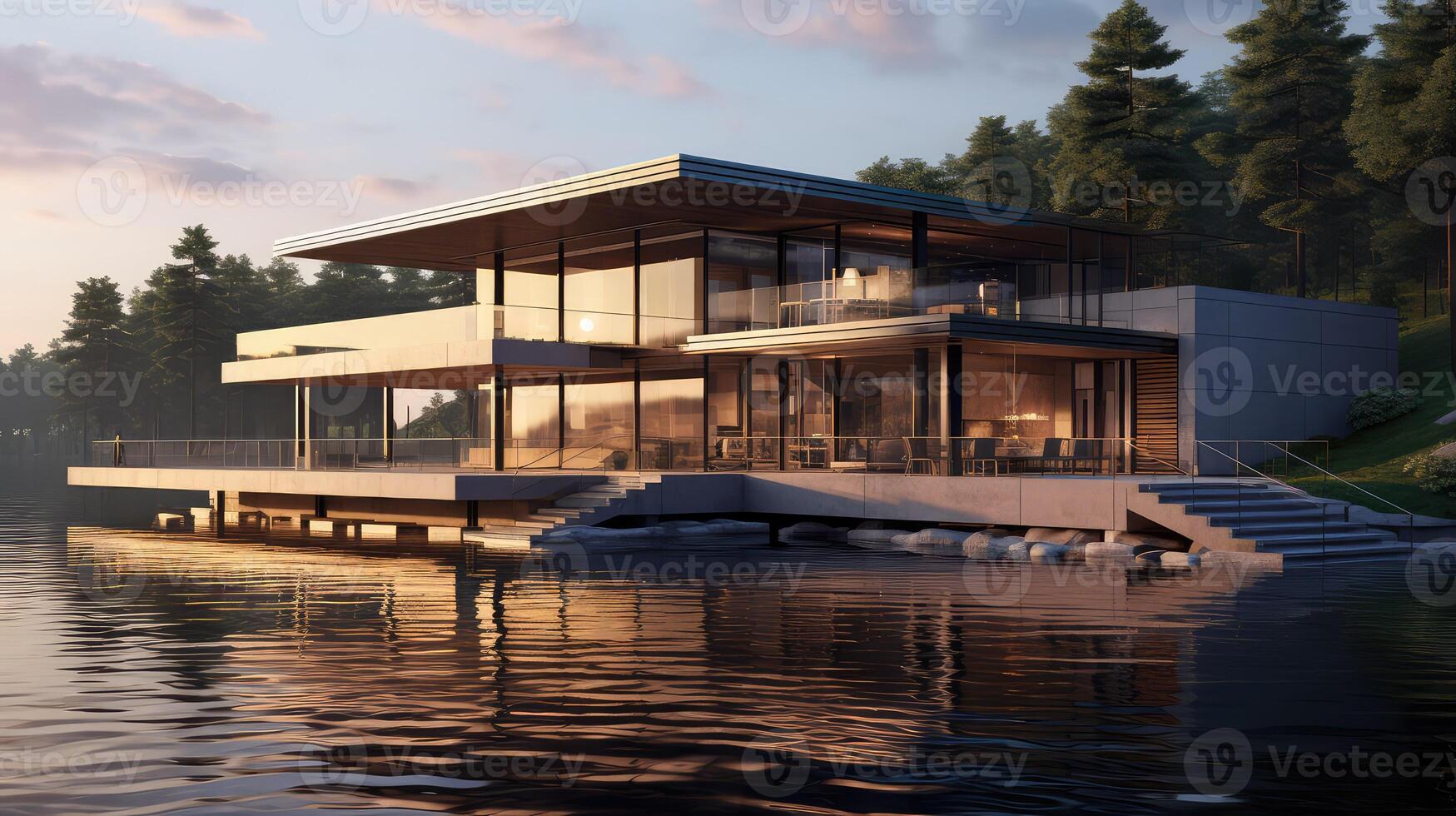 architecture lake house photo