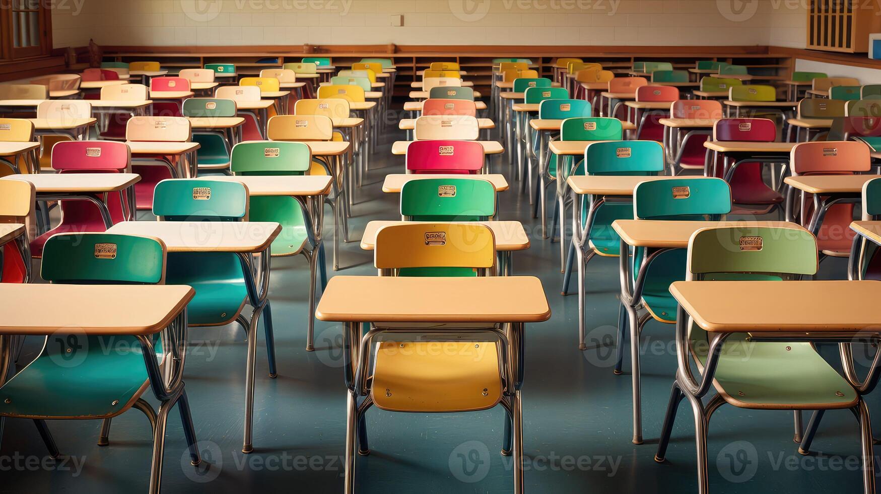 colorful elementary school desk photo