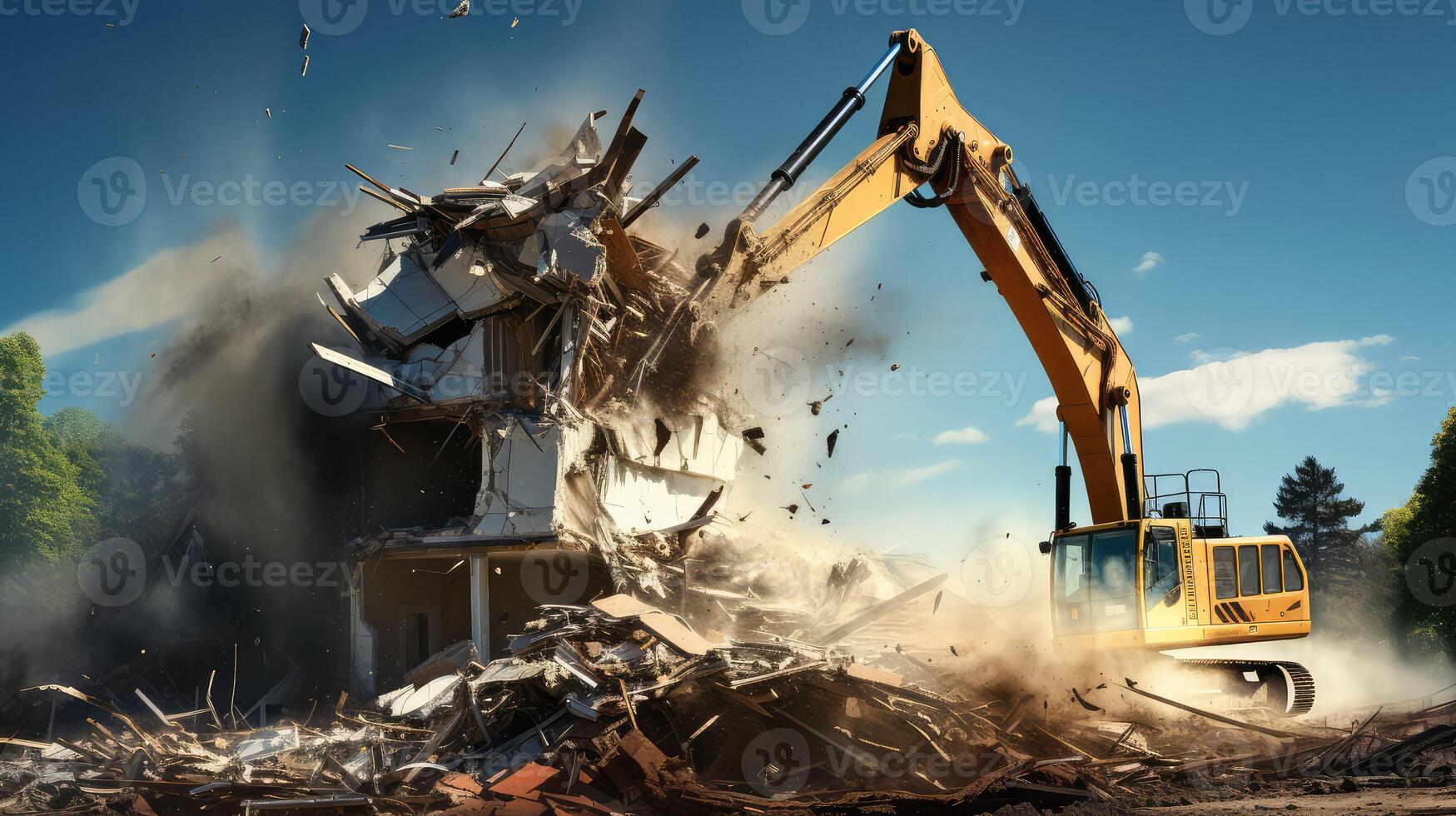 excvtor demolishing a house photo