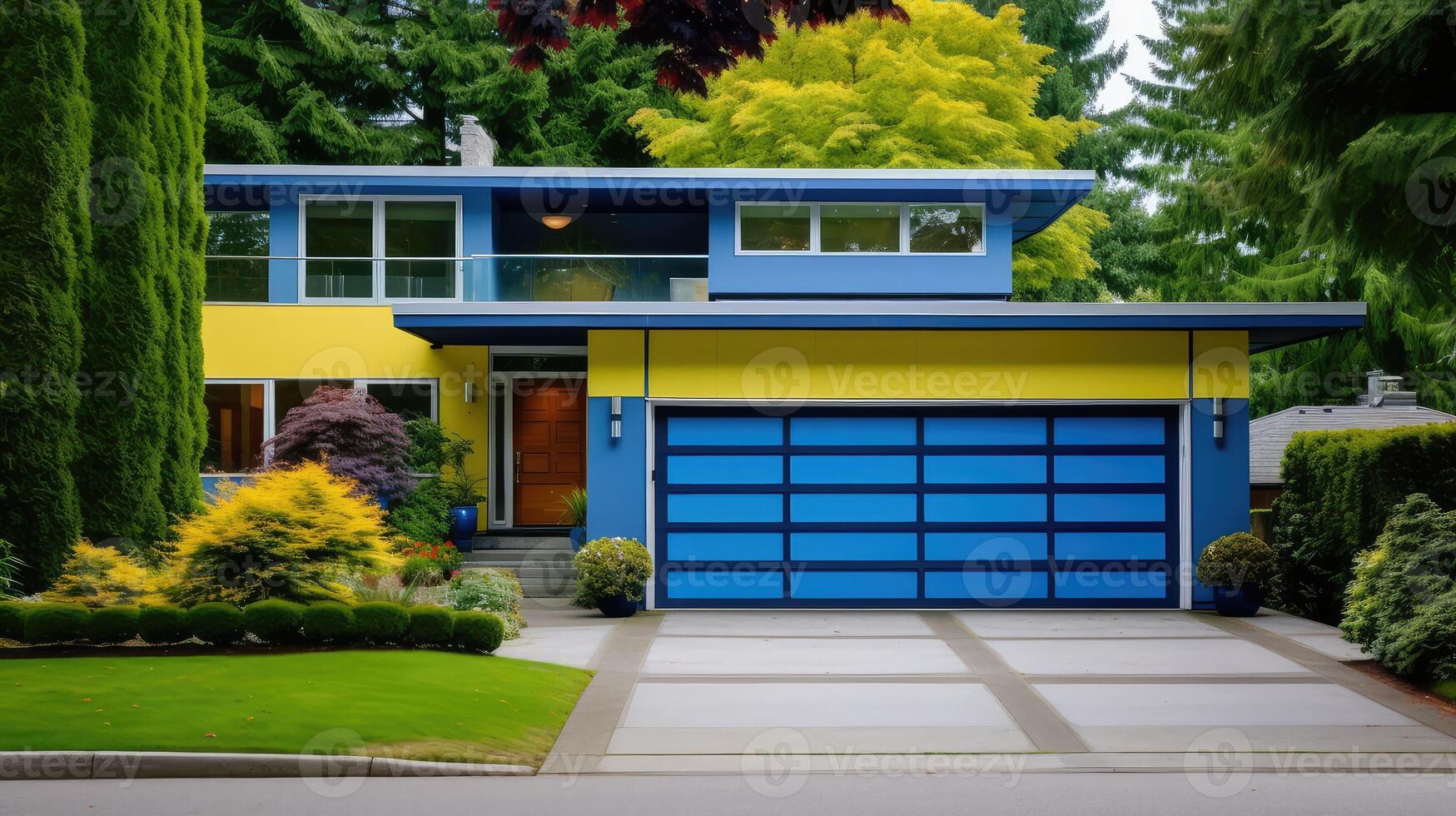 vibrant garage door house photo