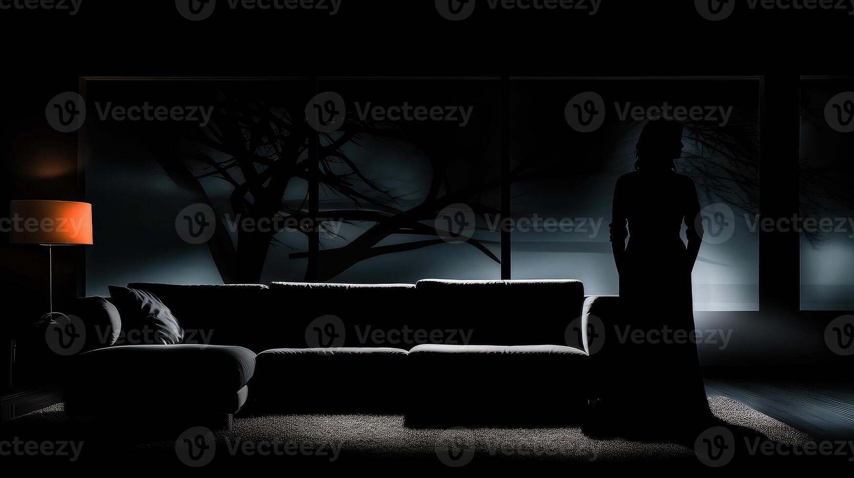 silhouette living room black photo