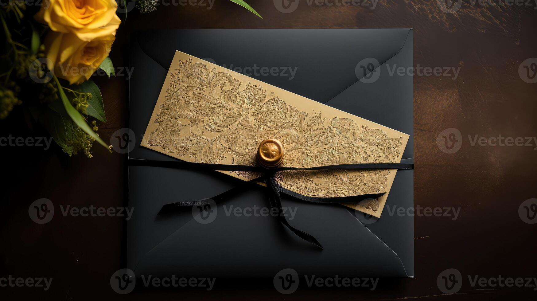 chic black and gold invite photo