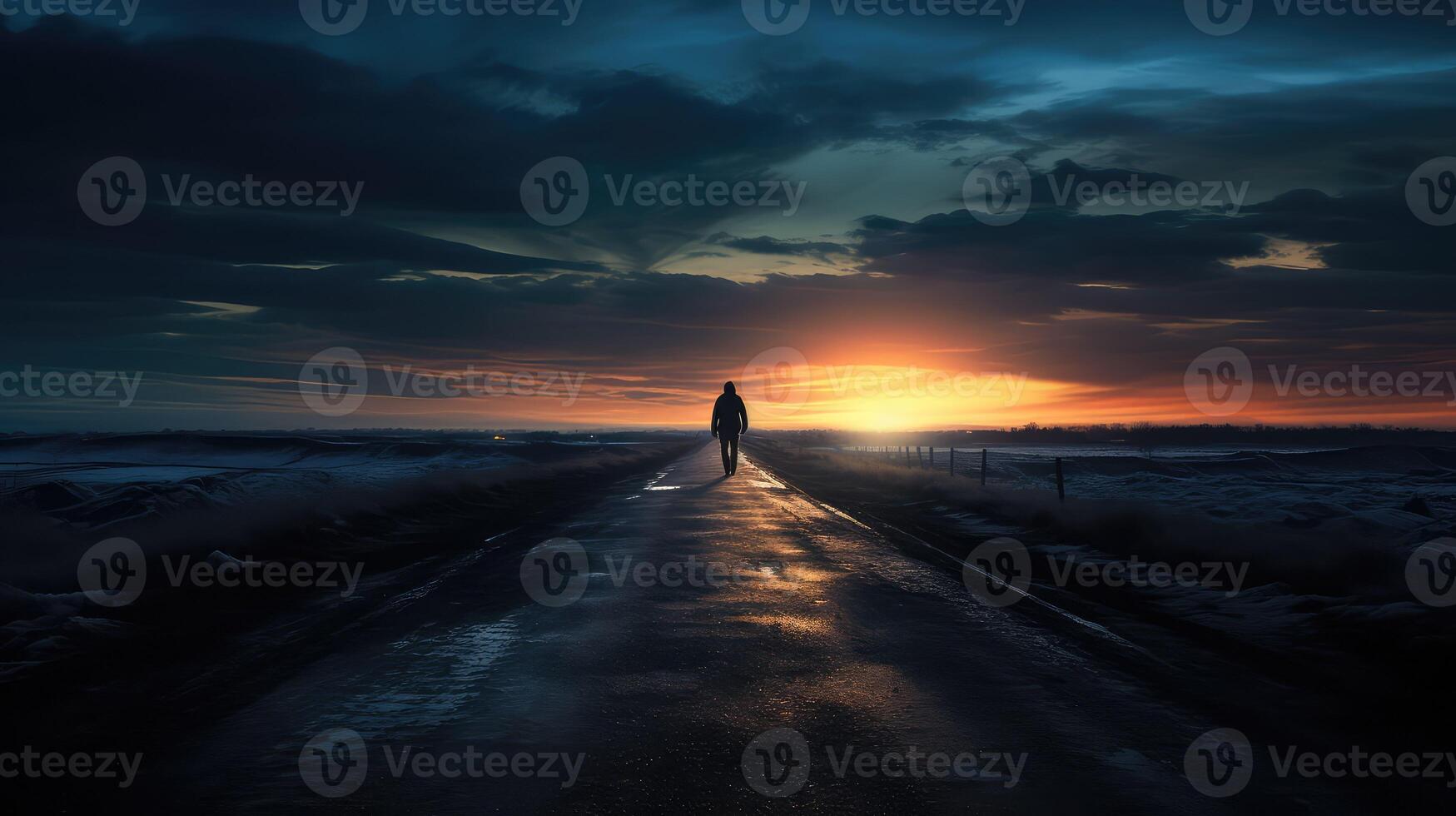 dusk road silhouette photo