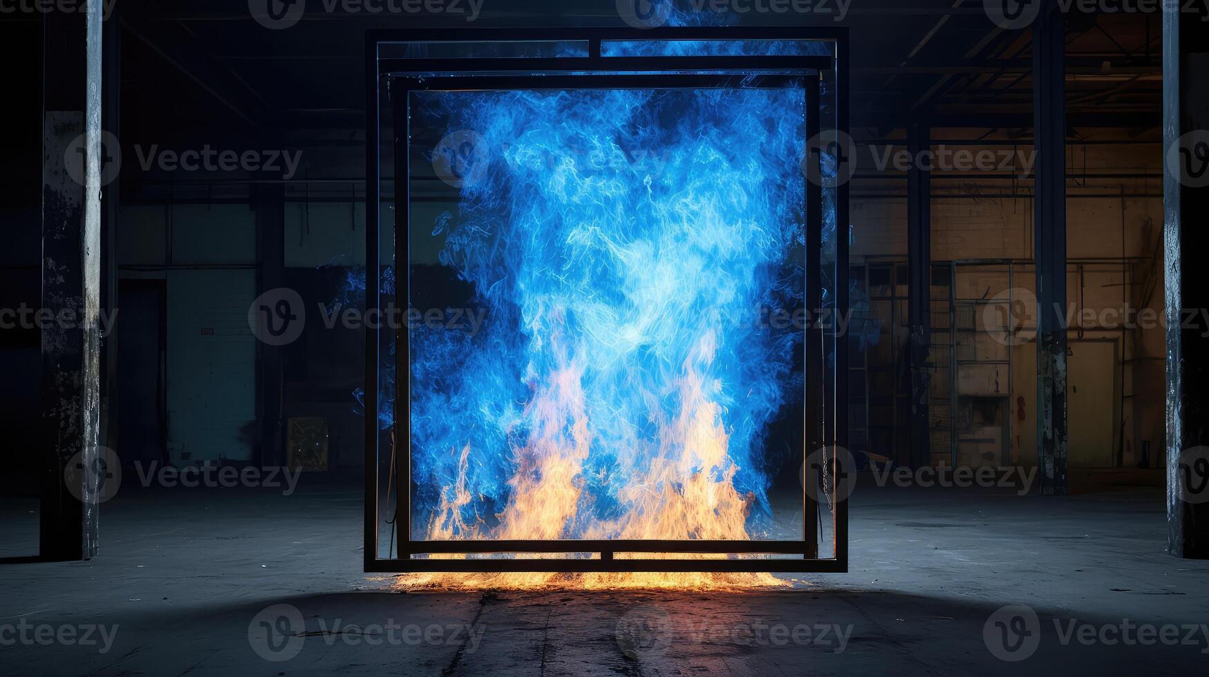 structure blue flame frame photo