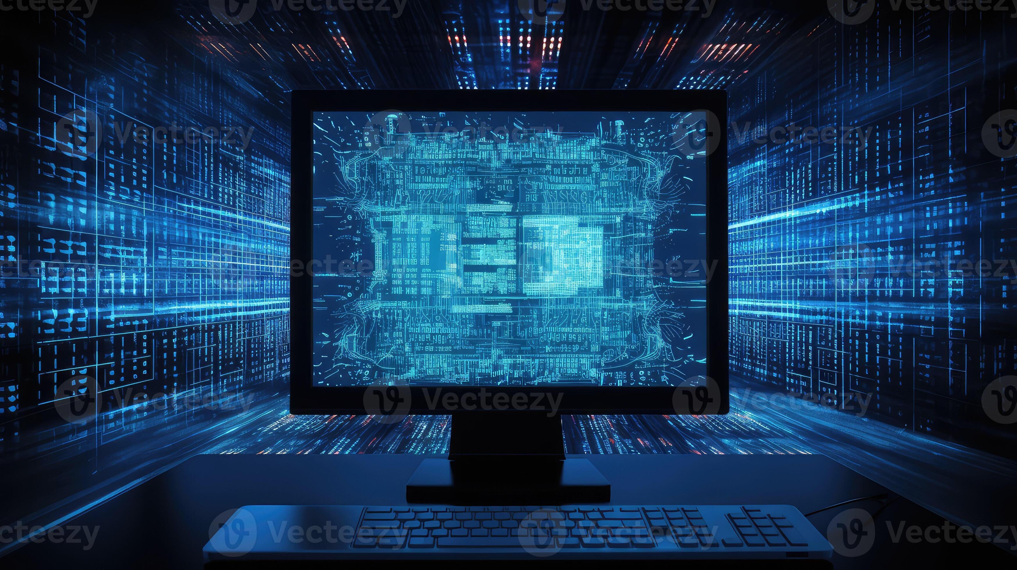 glow blue computer screen 56014331 Stock Photo at Vecteezy