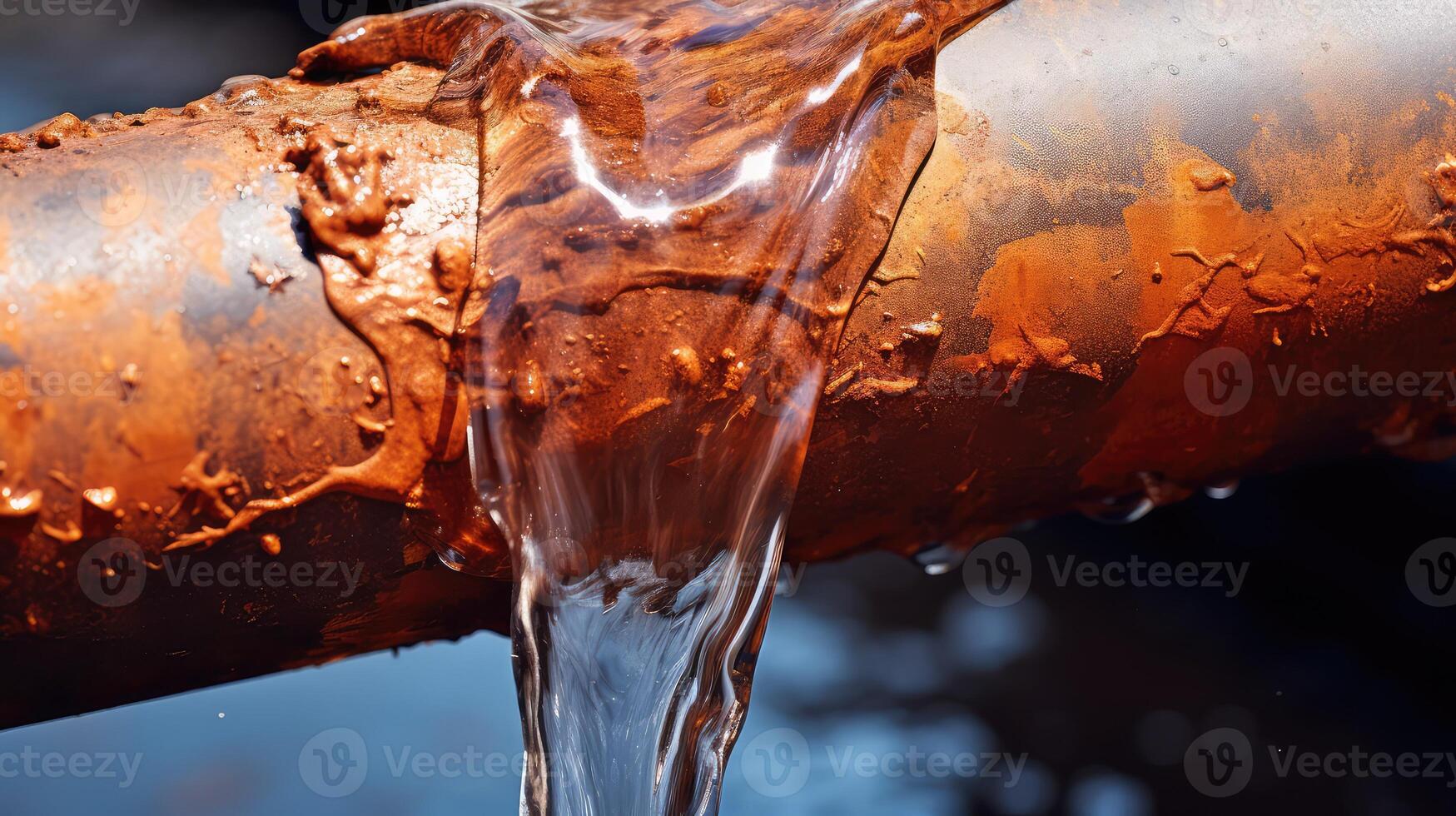 droplets water flowing pipe photo