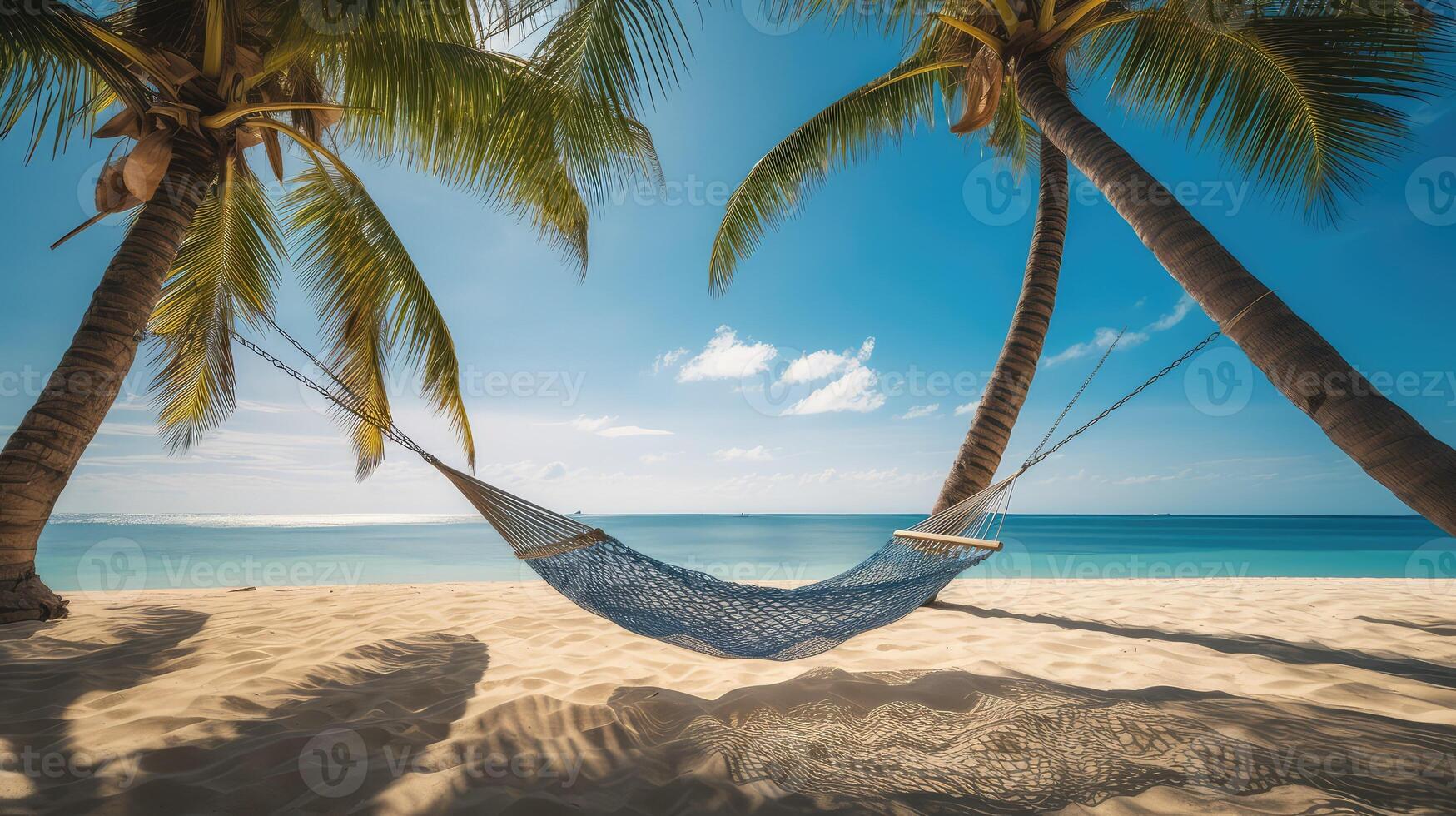 beach hammock and palm trees photo