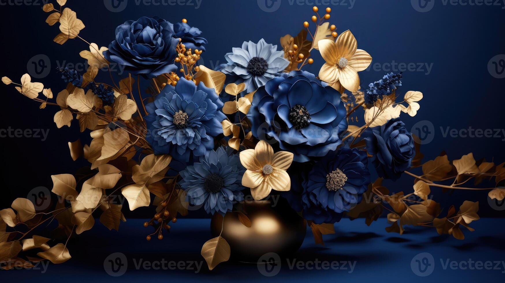 arrangement navy blue and gold background photo