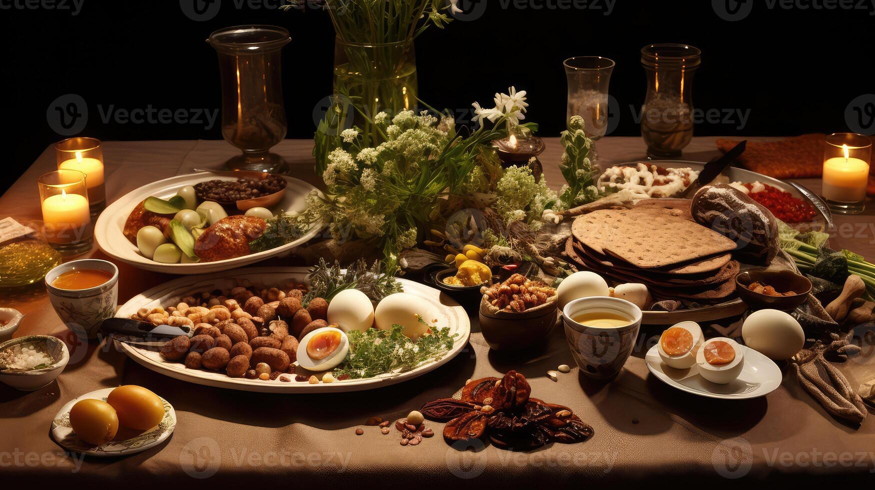 passover seder table photo