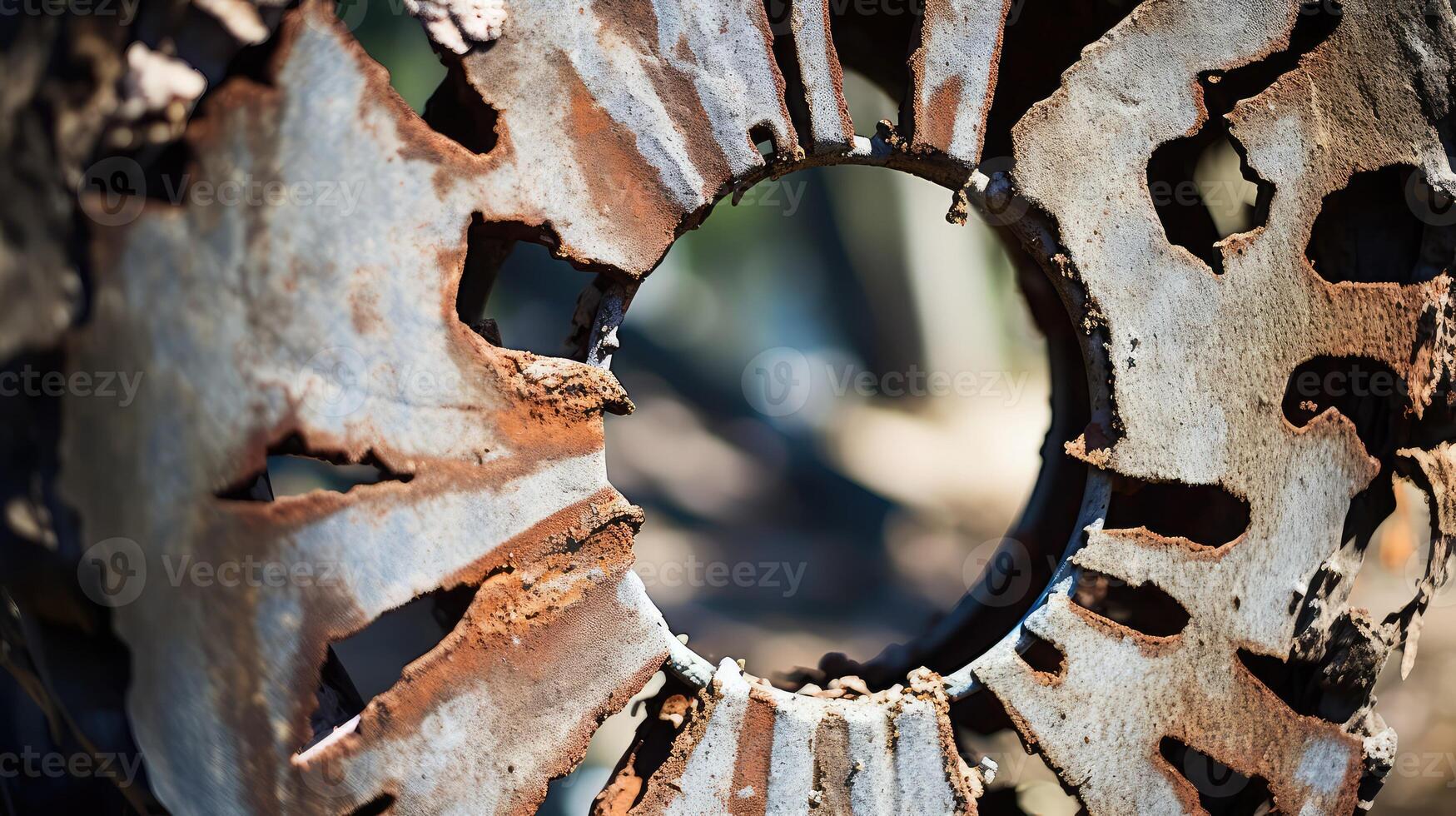 fence hole in metal photo
