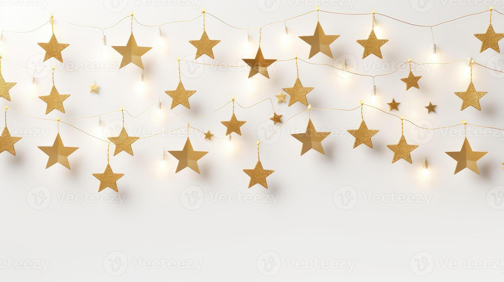 decor golden star banner white background photo
