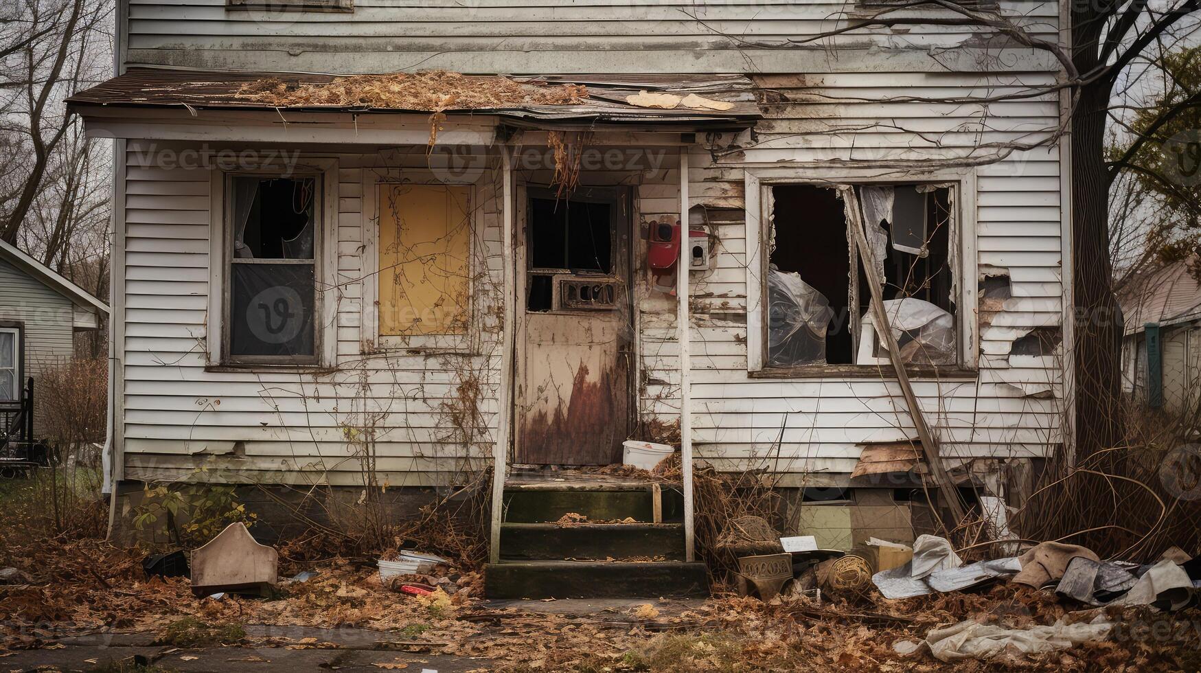 neglect abandoned house boarded up photo