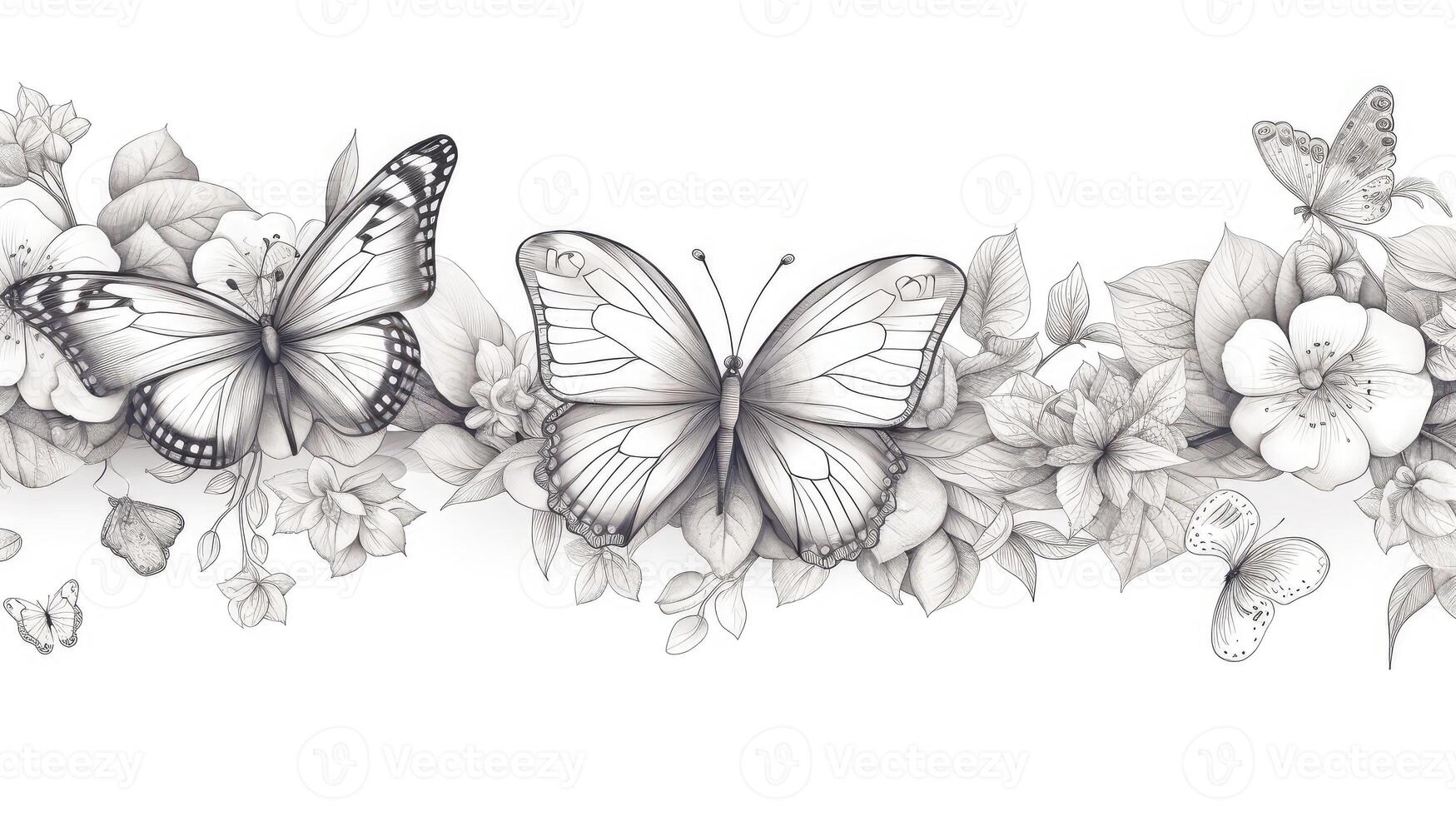 drawing spring flowers line art photo