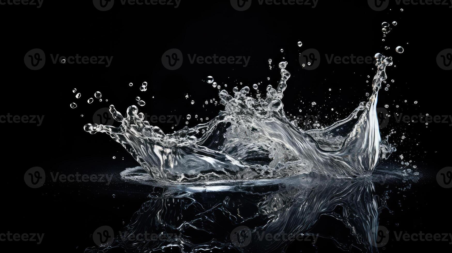 droplets water splash on black background photo