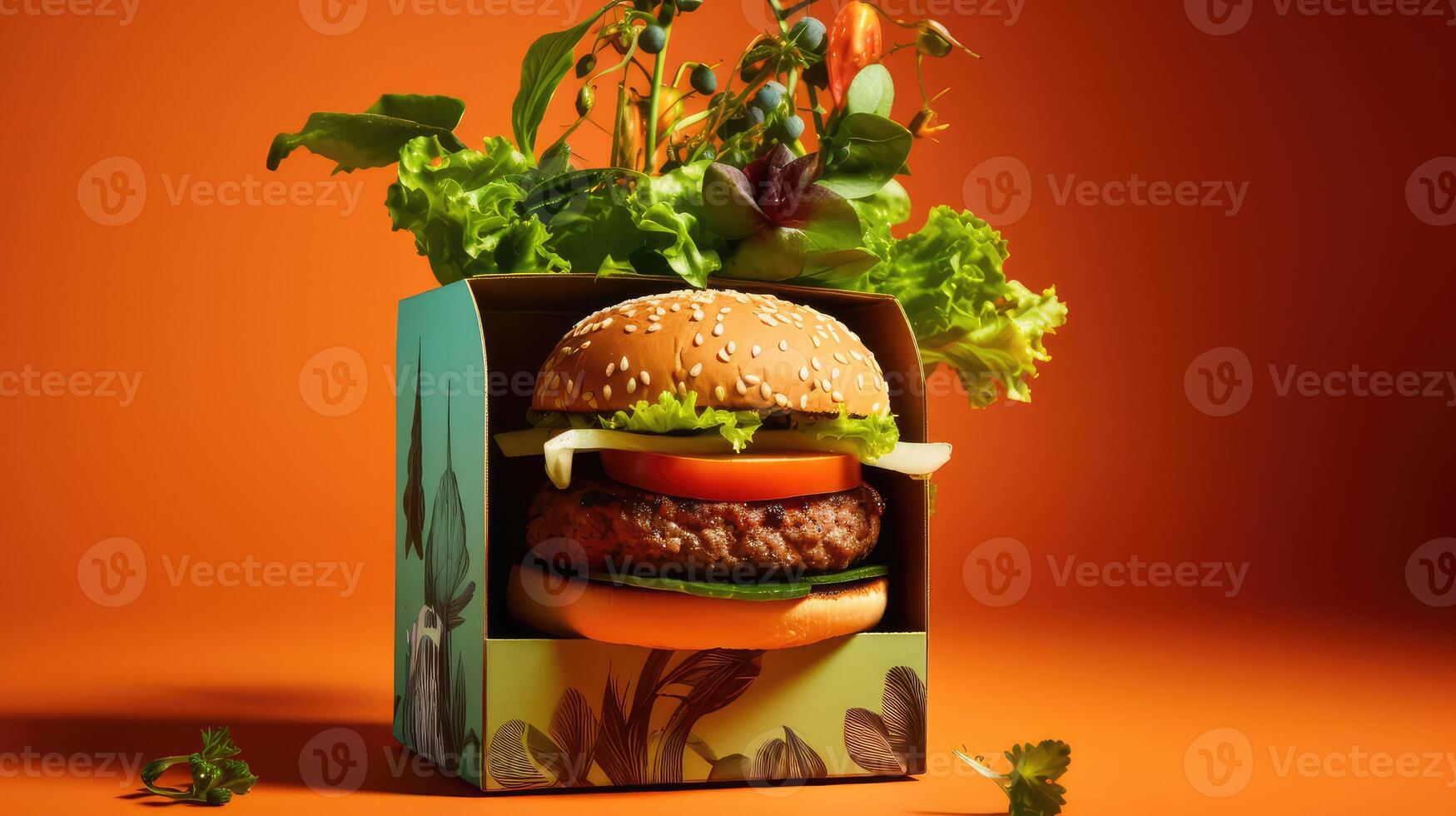 vegetarian burger in box photo