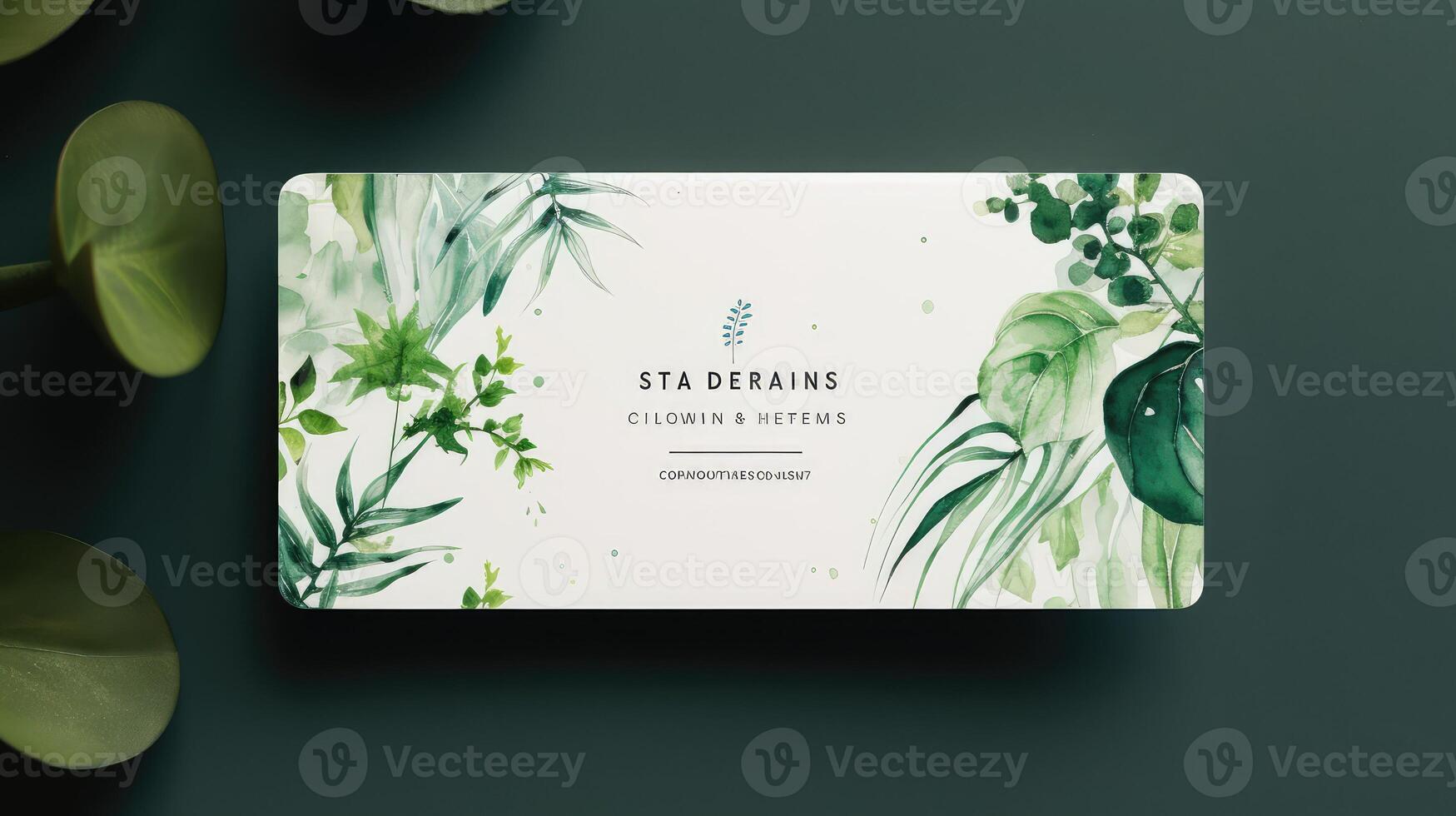 plants modern green business card photo