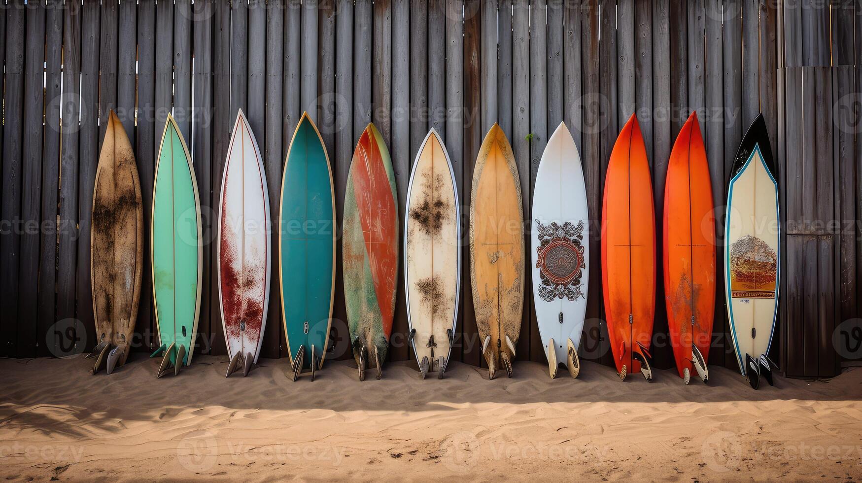 en wood surf board photo
