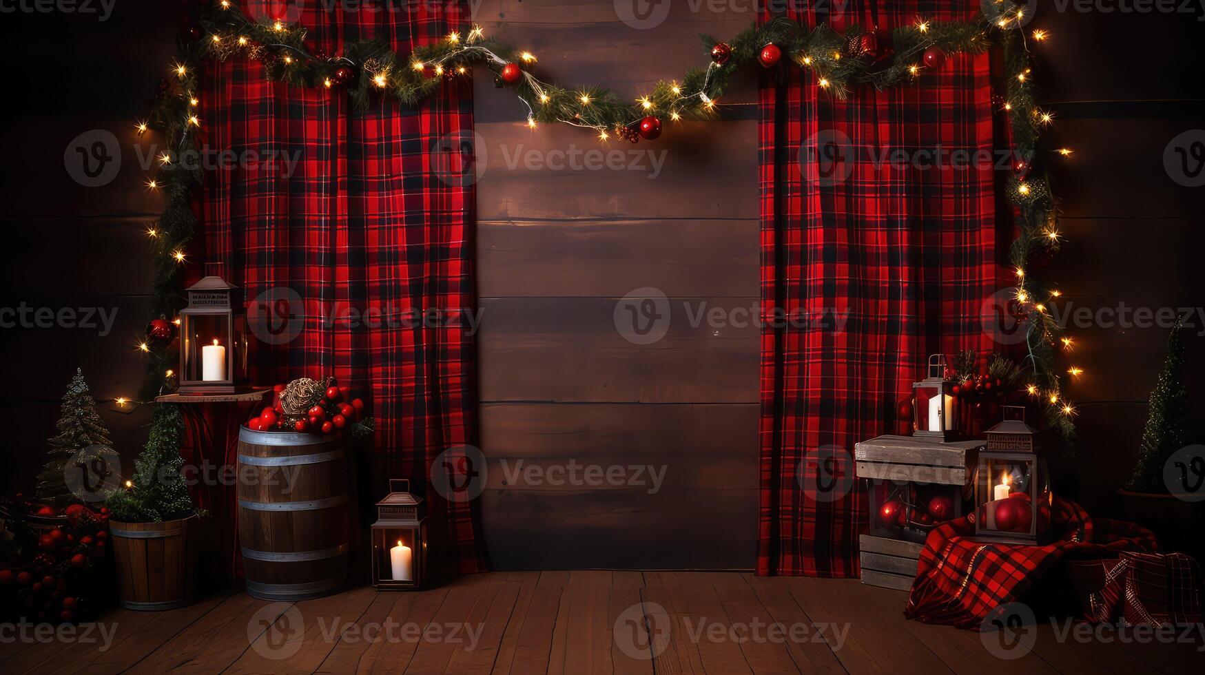 holiday red plaid background photo