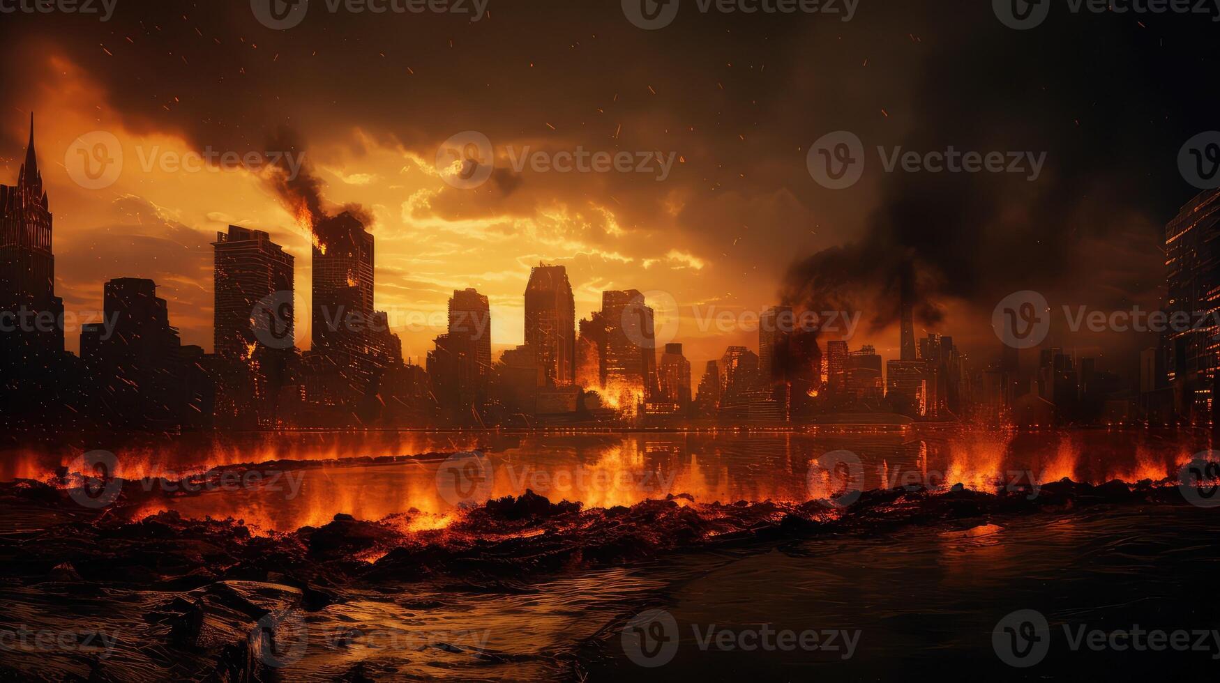destruction raining fire photo