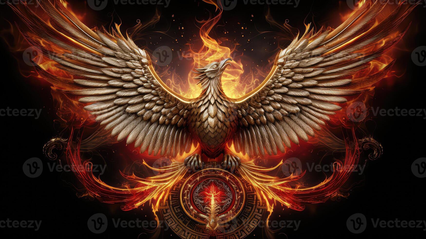 strength red and gold emblems photo