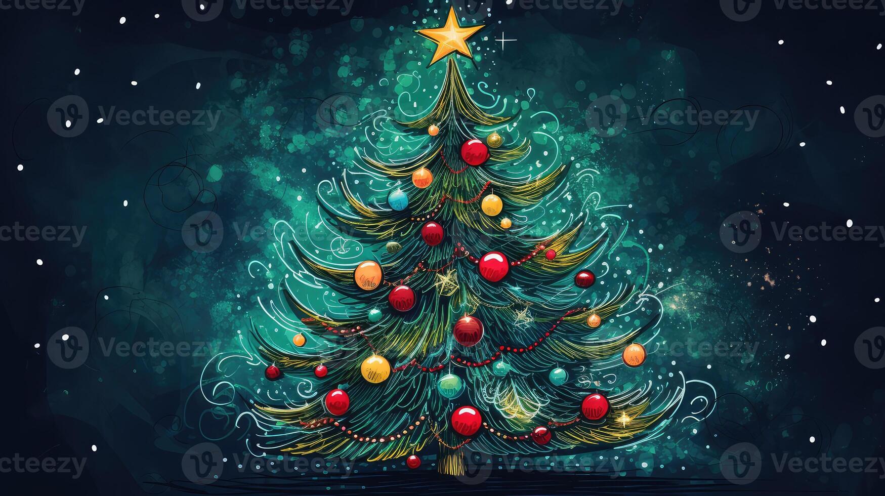lights christmas tree doodle photo
