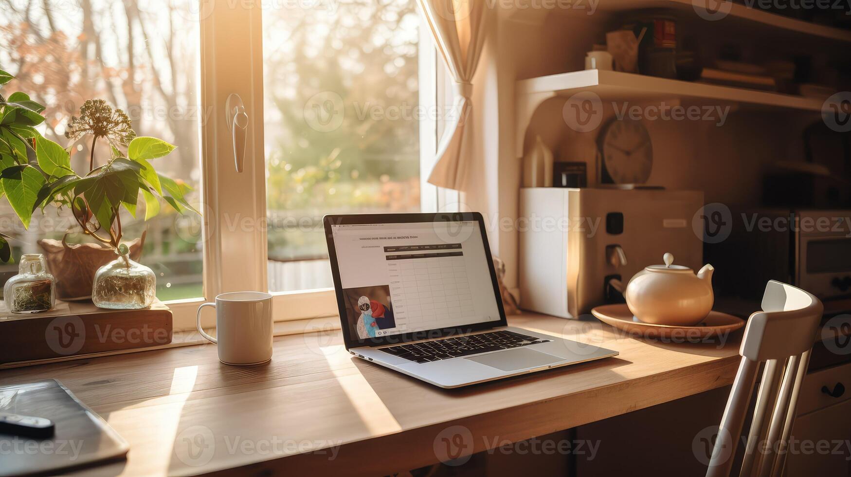 cozy work from home kitchen photo