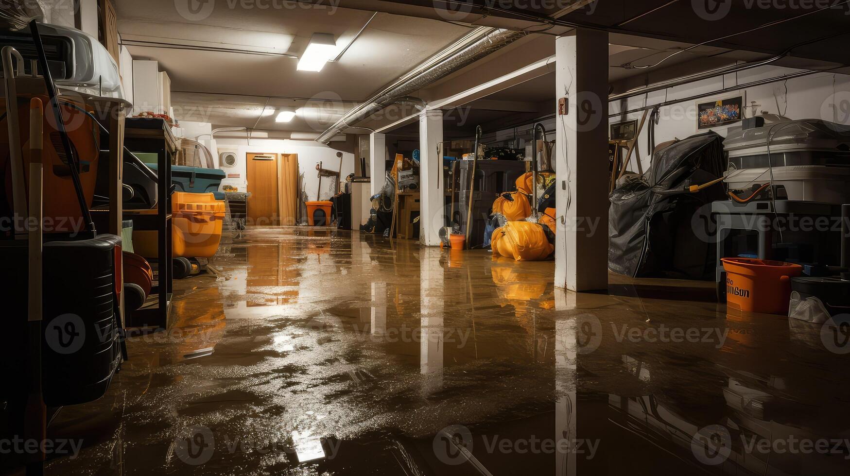 restoration water damage basement photo