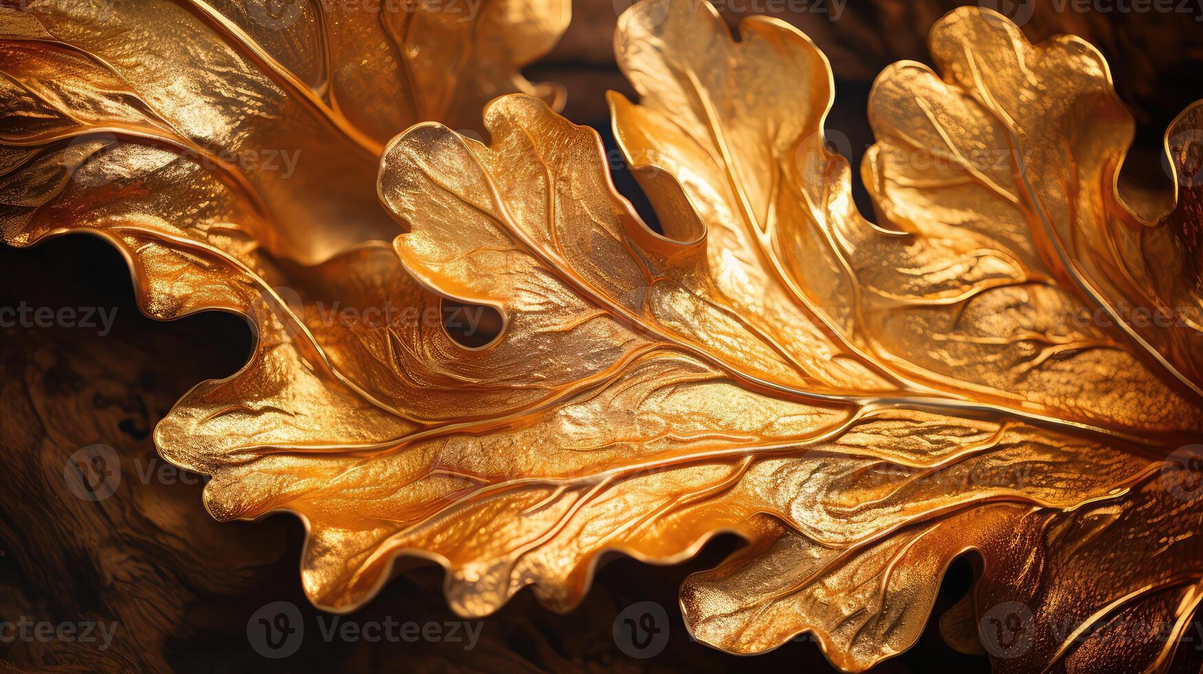 veins gold oak leaf photo