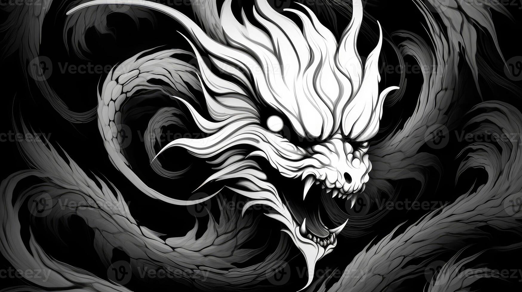 swirl black and white dragon photo