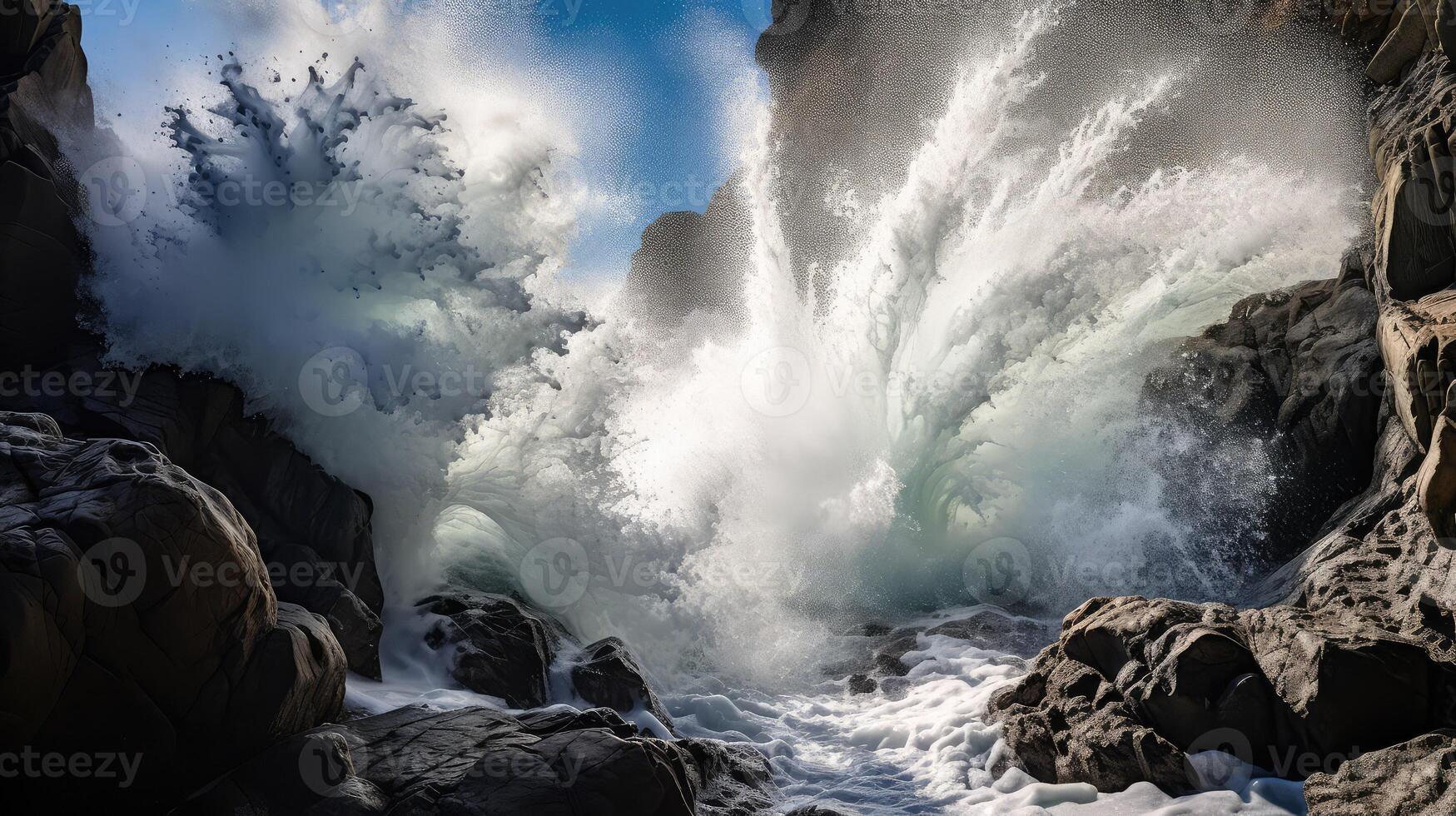 rocks water splashes photo