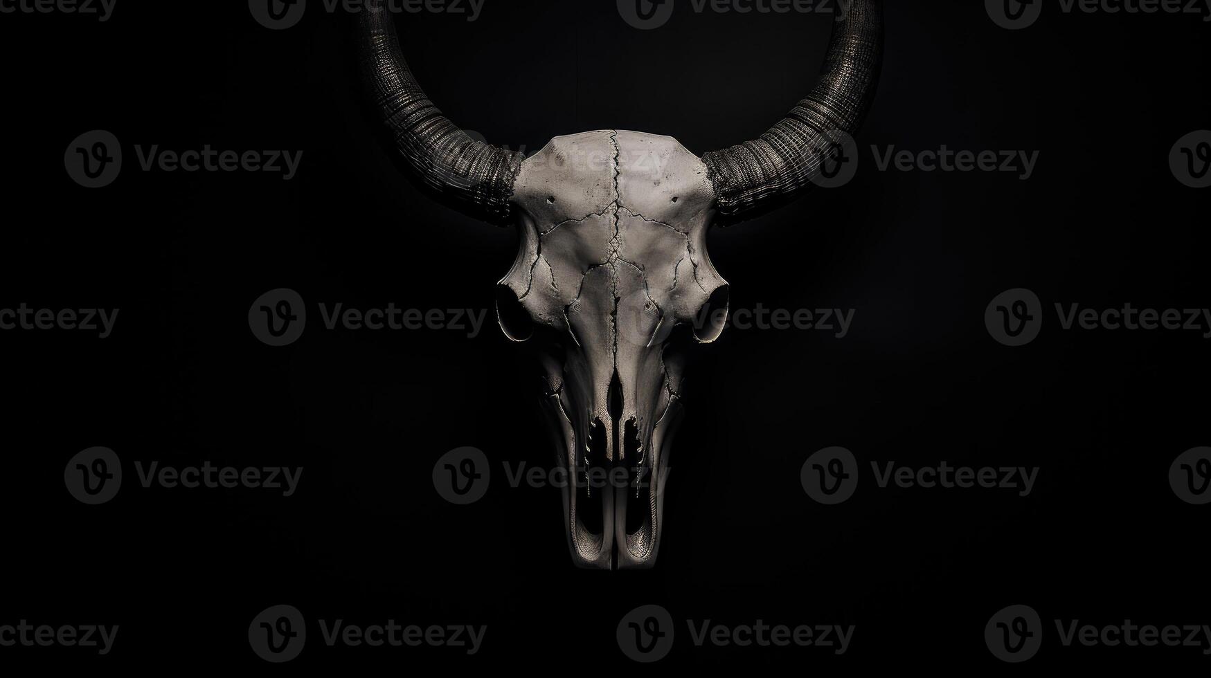 horns black and white bull skull photo