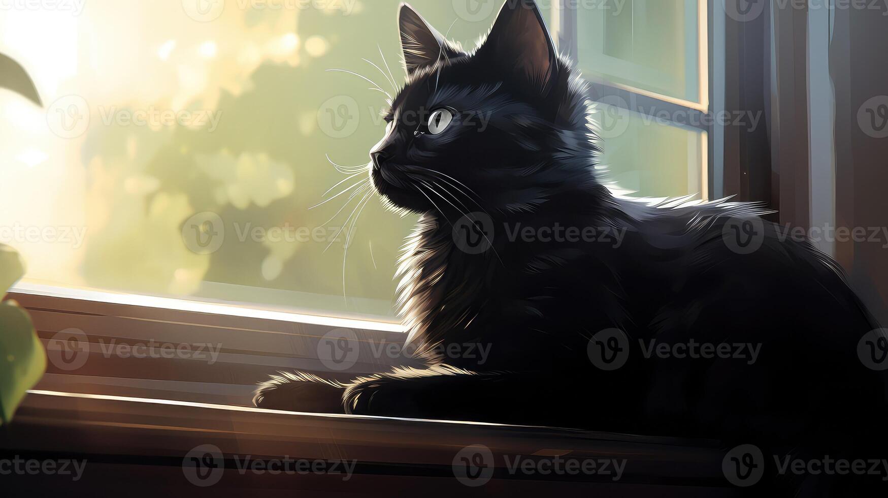windowsill black fur photo