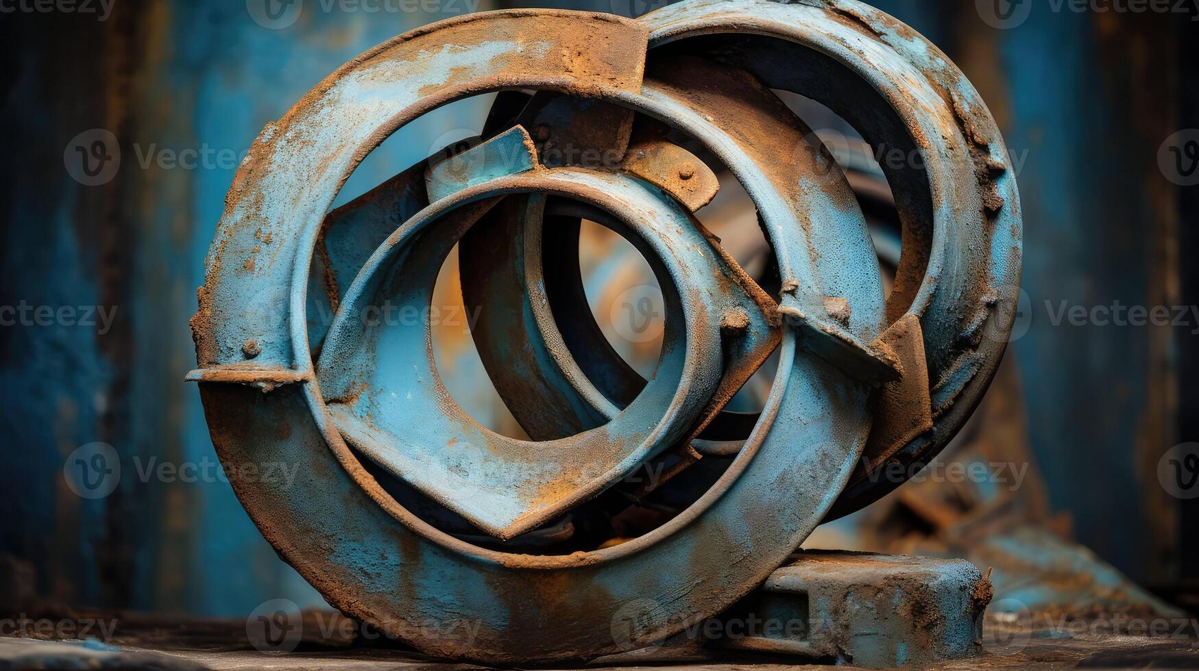antique rusted blue metal photo