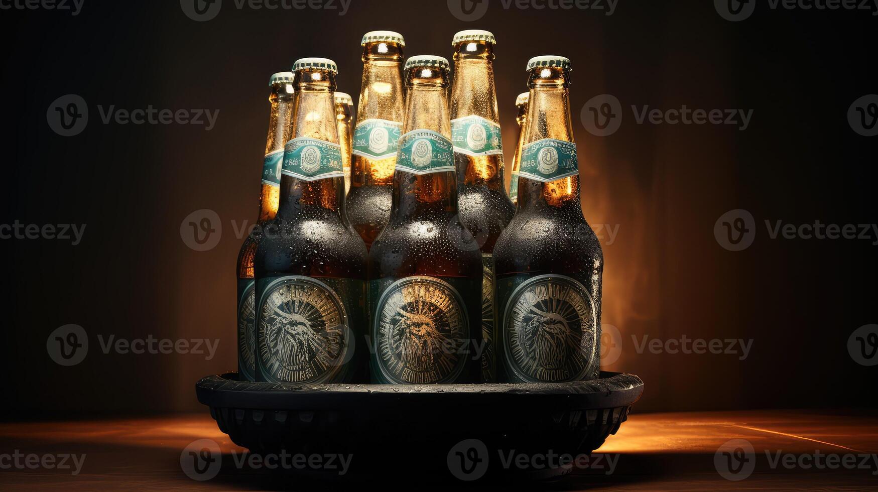 chilled bucket of beer bottles photo