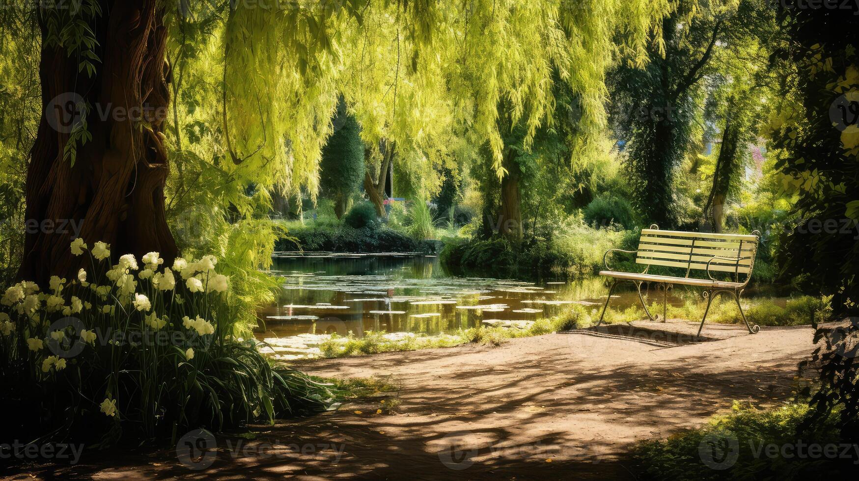 trees monet house photo
