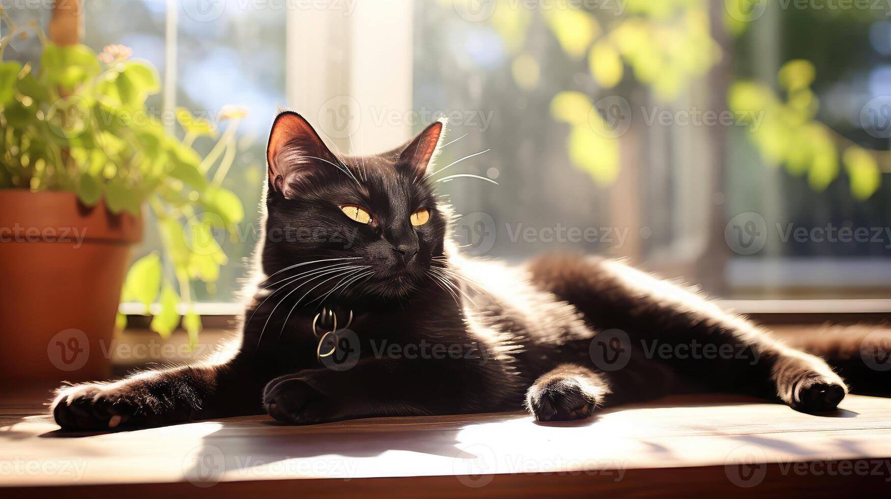 black cat on table photo