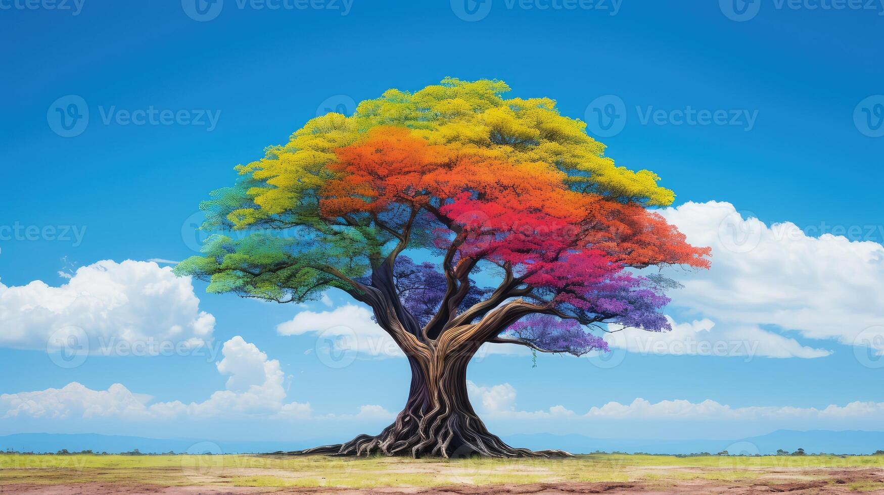 unique rainbow trees photo