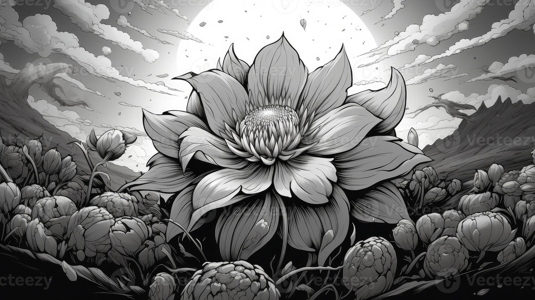 hand black white flower photo