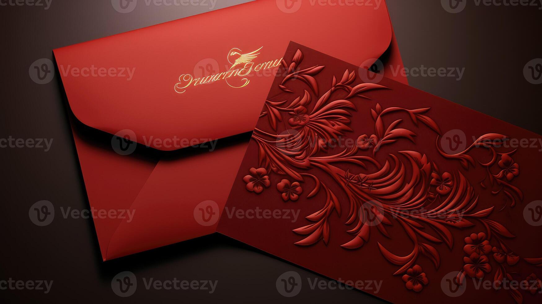 floral red letterhead design photo