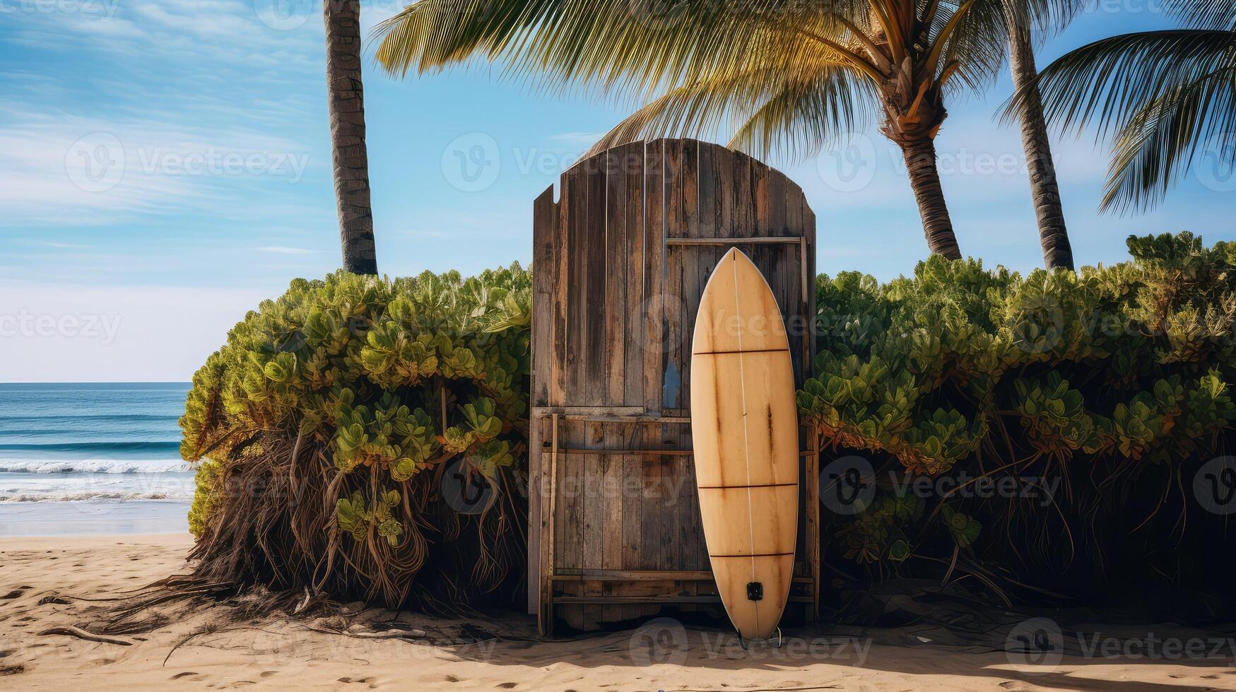 palm wood surfboard photo