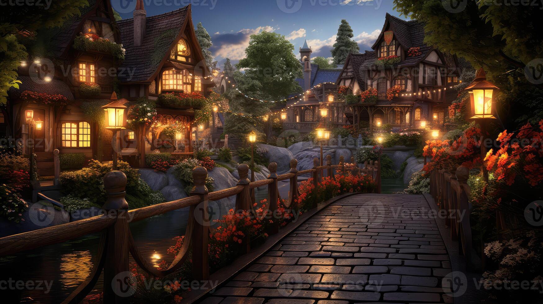 village wooden bridge photo